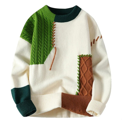 Eldric Patchwork Sweater – Men’s Artistic Knit Design